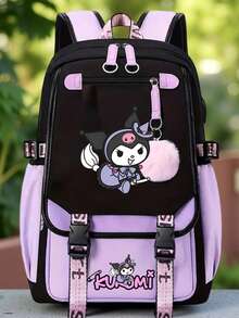Kuromi印花背包，Hello Kitty印花简约背包，适合中学生，轻便舒适，大容量，休闲百搭旅行背包