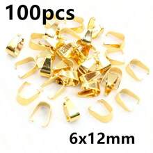 100pcs Stainless Steel Gold Color Pendant Pinch Bail Clasps Necklace Hooks Clips Connector DIY Jewelry Making Findings - Pinch Bail - View 17