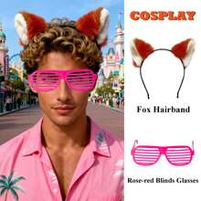 两件套朱迪·霍普斯度假粉色服装套装，包含可活动的兔耳朵和尾巴、太阳镜和头箍 - 官方兔耳朵头饰，毛绒兔耳朵头箍，适合动漫展、主题派对和情人节服装 - 彩色 - 查看 3