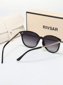 Rivsar 女士时尚偏光水钻猫眼圆形太阳镜，采用TAC材质，轻便耐用，适合驾驶、户外活动、派对、优雅场合、摄影、旅行、休闲等，是送给男士和女士的理想礼物（生日、情人节、夏季、婚礼、斋月），日常及特殊场合皆宜，时尚镜框，佩戴舒适，简约百搭，男女皆宜，高端品牌节日礼品精品太阳镜。 - 彩色 - 查看 4
