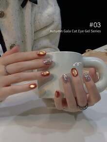 LYTTOA 10毫升栗棕色猫咪磁性凝胶指甲油半永久焦糖巧克力棕色玻璃珠猫眼凝胶4色套装美甲沙龙1件/10件