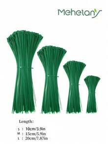 100Pcs Green Self-Locking Cable Ties, Plastic Cable Ties High Temperature Resistant Removable Cable Ties, Plant Fixing Straps For Party Supplies, Wedding Background Walls, Bouquets, Arch Bouquet Making Supplies High Temperature Resistant, Home, Valentine's Day, Birthday, Graduation Ceremony - Multicolor - View 3