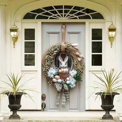 Easter Bunny And Eggs Decorative Flag - Vibrant Polyester Decor, Suitable For Easter, Christmas And Winter, No Battery Required (Flag Only), Christmas Decoration