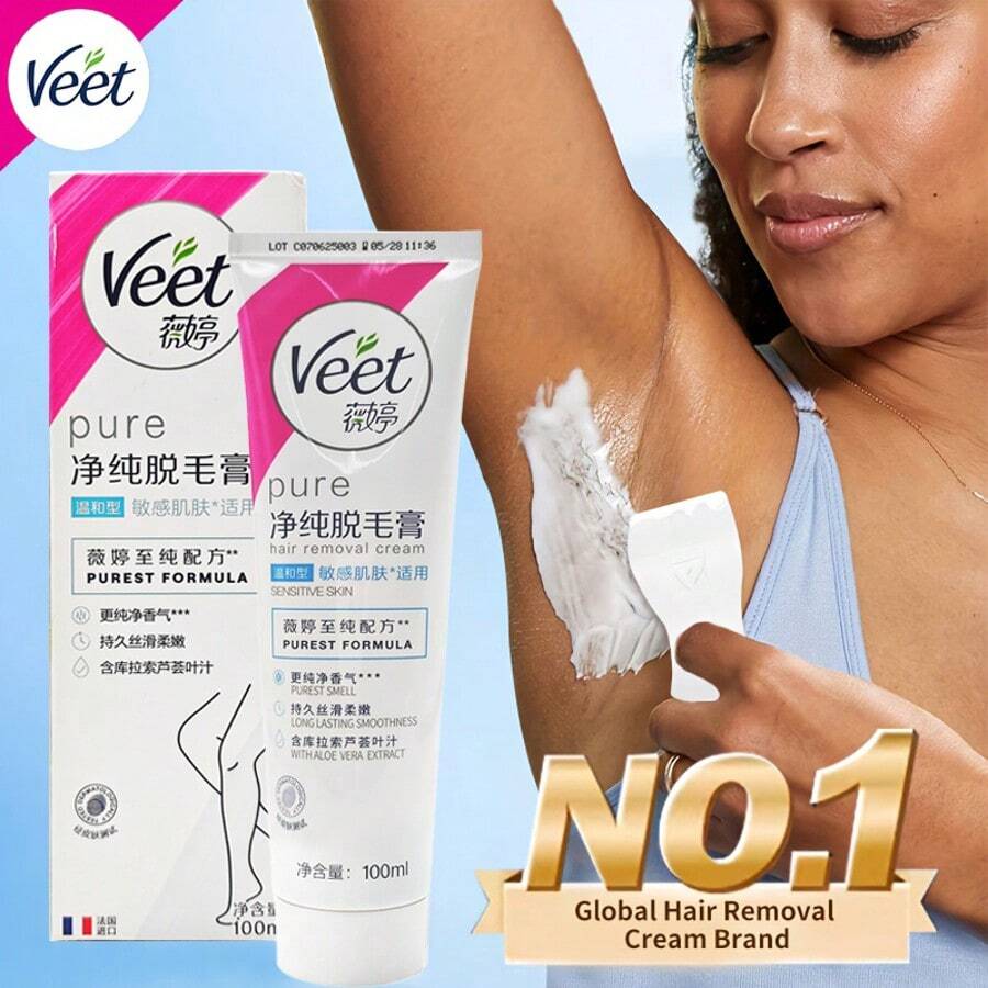 薇婷脱毛膏 100毫升/3.38盎司 | 适合敏感肌肤，浅米色 | 蕴含芦荟和维生素E提取物 | 温和低刺激 | 5分钟快速脱毛，高效便捷 | 经皮肤科医生测试 | 适用于身体和比基尼部位 | 海滩及旅行必备