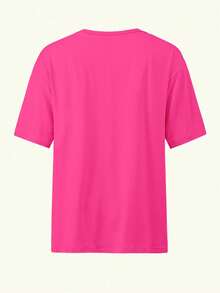 Customized Girlfriend Bootleg Rap T-Shirt, Customized Girlfriend Face Pattern, Customized Retro 90s Pattern, Women's Summer Clothing, Women's Summer Wear, Women's Vacation Outfit, Suitable For Back To School Season, Back To School, Oktoberfest, Saudi National Day, Halloween, Women's 4th Of July Outfit, Summer Wear, Vintage Style Women, Autumn Women's Clothing, Back To School, School Outfit, Start Of School Outfit, Graphic Short Sleeve T-Shirt, Valentine's Day Gift, Gift For Girlfriend/Wife, Valentine's Day Gift - Hot Pink - View 3