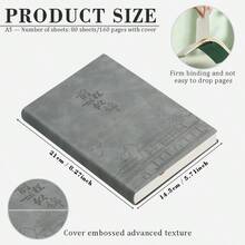 A5 皮革装订笔记本，80 张/160 页，70gsm 内页纸，适用于工作、记笔记、商务、旅行、日常记录，5.7 英寸 x 8.27 英寸 - 彩色 - 查看 3