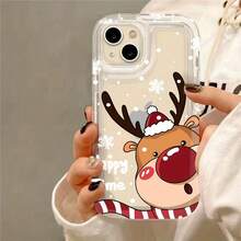 Funda de teléfono de reno navideño para iPhone 17 Air/16e/15/14/13 Mini/12 Mini/11 Pro/Pro Max/Plus, a prueba de golpes + a prueba de caídas,  total, 360°Protege el teléfono - transparente - Ver 7