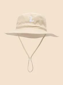 1 chiếc mũ tai bèo dễ thương cho bé - Mũ vành rộng chống nắng với các chữ cái thêu từ A-Z, dây đeo cằm có thể điều chỉnh, thích hợp cho bãi biển và các hoạt động ngoài trời hàng ngày. - Màu be - Chữ vá - Xem 20