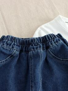 时尚韩版儿童拼布休闲牛仔裤