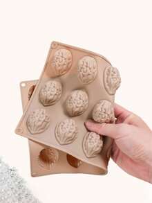 Khuôn silicon 3D hình vỏ quả óc chó để làm mousse sô cô la, khuôn làm bánh pudding hạt óc chó tự làm, dụng cụ trang trí bánh, khuôn nướng, khuôn thực phẩm chân thực. - Nhiều màu - Xem 6