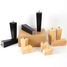 4 piezas Patas de muebles de madera sólida cónica, patas de repuesto de madera sólida, adecuadas para sofá, tocador, cama - Pies de repuesto de madera multifuncionales con placa de montaje de metal y tornillos - Beis - Ver 9