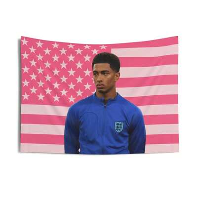 Jude Bellingham Pink American Flag Tapestry Room Decoration Room Items Tapestry Art Wall Decor Cute Gift Flags