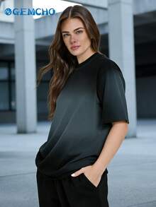 Women's Casual Ombre Print Short Sleeve T-Shirt - Breathable Sports Outdoor Top, Suitable For Spring/Summer - Multicolor - View 2