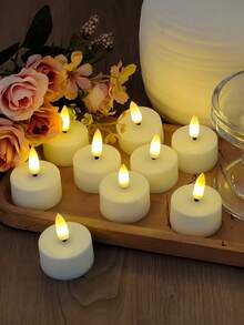 Conjunto de 6/12/24 velas de chá sem chama com controle remoto de 10 teclas e temporizador de 24 horas. Velas realistas com pavio 3D para decoração de casa, encontros românticos, casamentos, Natal, festas, presentes de Dia dos Namorados e aquecedor de velas. - Branco - Ver 6