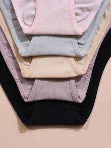 5 piezas de bragas minimalistas y cómodas con bordado de letras para mujer - Multicolor - Ver 5