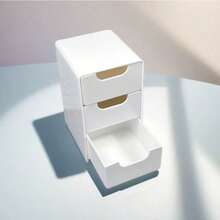 1/2pcs White 3-Tier Drawer Storage Box - Ideal For Organizing Office Supplies, Hair Clips, Jewelry And Cosmetics - Compact And Cute Design, Perfect For Desk Organization, Home Use, Drawer Storage, Jewelry Box - Multicolor - View 9