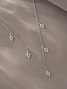 1条银色项链，百搭铜质立方氧化锆项链，适合约会、派对、送礼和日常佩戴