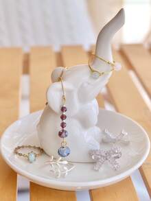 1个陶瓷芦荟仙人掌首饰架，装饰性多肉植物首饰托盘，可放置戒指、手镯、耳环、项链，适合婚礼、生日礼物、家居装饰、返校季等场合。 - 綠色 - 查看 10