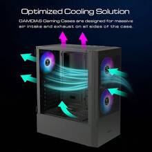 RGB Gaming ATX Mid Tower Computer PC Case With Side Tempered Glass Panel And A Magnetic Dust Filter And 3 Built-In 120mm ARGB Fans - 網狀黑色 - 查看 5