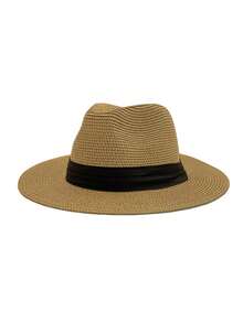 Mũ rơm Panama gấp gọn, mũ chống nắng kiểu Anh unisex, mũ đi biển thường ngày, chống tia UV, chắn gió, thích hợp cho mùa xuân và mùa hè. - mũ - Xem 8