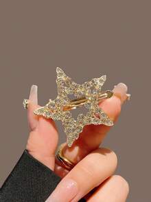 2pcs/4pcs Rhinestone Pentagram Duck Hair Clips Cute Alligator Hair Clip Premium Feel Broken Hair Bangs Side Clips - Multicolor - View 6