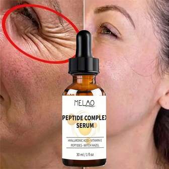  MELAO Peptidserum för ansiktet - Anti-aging rynkbehandling med hyaluronsyra och niacinamid, ökar kollagen, återfuktar och stramar upp huden, 28 ml