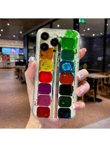 Fashionable Graffiti Paint Box Printed Precision Hole Transparent Colorful Protective Phone Case, Compatible With IPhone 17promax/17 Pro/17/16/11/16pro/16plus/16promax/16e/15Promax/13/14/12/XS/XR/7G/8P, Compatible With Samsung Galaxy 11/12Pro/12/12X/13Pro/14Pro/15Pro/X3pro/, Compatible With Redmi 10/9/Note9/12c/Note11pro/Note8Pro/9C/9a, Anti-Drop Phone Protective Case Waterproof Shockproof Scratch Resistant - Kiểu 4 (1 chiếc) - Xem 4
