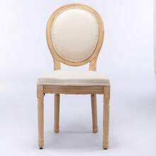French-Style Dining Chairs, Solid Wood Frame, Antique-Style Painted Linen Backrest, Set Of 2, Beige, DE1845BG - Beige - View 10