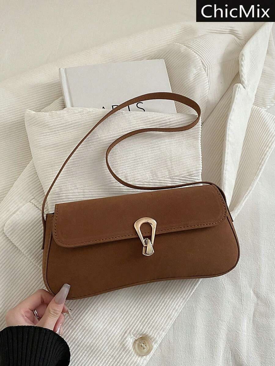 时尚纯色亮面不对称腋下单肩包，百搭优雅简约翻盖手提包，适合购物、收纳钱包，适合年轻女性、大学生、职场新人、上班族女性。也适合办公室、大学、工作、商务、通勤、户外活动、旅行和外出等场合。