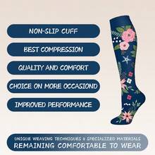 6 Pairs Of Men's And Women's Compression Socks, Floral Pattern, Breathable Knee-High Socks, Suitable For Running, Cycling, Hiking, And Traveling, And Suitable For All Seasons. - Nhiều màu - Xem 3