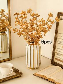 1/6/10pcs Gold Plum Blossom Artificial Flowers Set, Suitable For Room, Home, Wall, Bathroom, Bedroom, Room Decor, Tabletop, Wedding, Living Room, Office, Kitchen, Party Gifts, Etc. - Multicolor - View 13