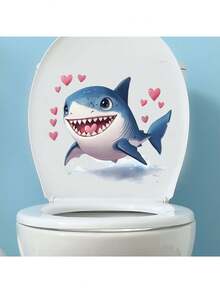 1pc Valentine's Day Cartoon Shark Heart Decorative Sticker PVC Sticker Removable Self-Adhesive Easy-Tear Sticker Home Decoration Make Your Life Fresh Holiday Decorative Stickers Birthday Graduation Gift - Multicolor - View 4
