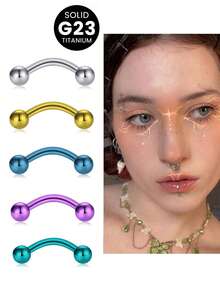 2Pcs Titanium Curved Barbells For Eyebrow Piercing, Tongue Bars 16G Lip Labret Tragus Helix Daith Cartilage Belly Piercing Jewellery 6mm/8mm/10mm/12mm