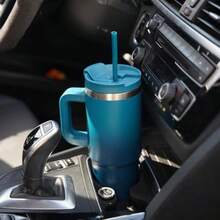 Konokyo - Vaso de 30 onzas con asa y 2 pajitas, tapa 2 en 1, botella de agua aislada de acero inoxidable, taza de café de viaje, color verde oscuro(40 Ounces Noche de día) - Multicolor - Ver 6
