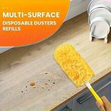 21/11pcs Double-Sided Electrostatic Dusting Duster Replacement Pads With Handle-360° Dust Remover, Suitable For Cleaning Dust, Pet Hair, Fuzz And Paper Clips, Household Cleaning Supplies, Furniture & Car Dusting Tool, Static Duster, Cleaning Tool - Purple - View 7