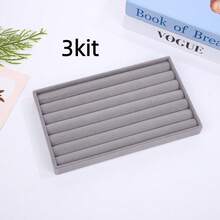 Bandeja Porta Jóias de Veludo - Organizador para Closet e Gavetas! Ideal para bijuterias, relógios e acessórios, prática e elegante - Cinza - Visão 16