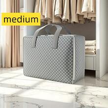 1pc Grey Non-Woven Fabric Four-Leaf Clover Pattern Portable Storage Bag, Large Capacity Organizer Bag For Clothes And Luggage - Multicolor - View 7