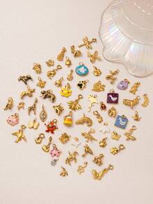 1pcINS Fashion Animal Series Butterfly Tiger Squirrel Flying Pig Eagle Snake Zebra Elephant Swan Bear Dinosaur DIY Pendant, Stainless Steel Pendant, 18K Gold Plated, DIY Jewelry Accessories, Necklace Accessories, Bracelet Accessories, Earring Accessories, Keychain Accessories, Bag Accessories, Women's Jewelry Accessories, Wallet Accessories, Bracelet Pendant, Stainless Steel Small Pendant, Gifts. - Multicolor - View 4