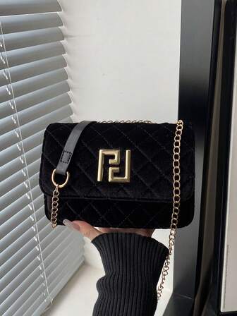 Fashionable Solid Color Diamond Checkered Flip Small Square Bag, Fashionable PU Chain Crossbody Bag, Women's Fashionable Tassel Decoration Mini Shoulder Bag Wallet Suitable For Shopping