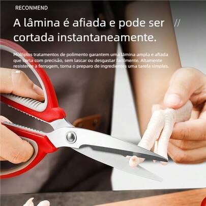 Tesoura Multifuncional Doméstica De Aço Bicolor - Prática para Uso Cotidiano