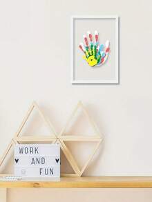 Family Handprint Set - Black And White Wooden Frame - Family Gift - Parents' Gift, Fun Mom Gift, Black Frame Includes 4 Handprint Slots And 6 Color Paint Set, Classic Style Displaying Memorable Home Decor Keepsake, Memory Preservation, Sentimental Keepsake, Timeless Design, Highquality Wood, Construction, Keepsake Display, New Parents, Family Keepsake - Family Handprint Photo Frame - View 4