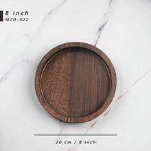 Round Tray Wood Serving Platter, Vintage 12/8 Inch Round Dessert Plate Multipurpose Candle Holder Tray Decorative Tray For Farmhouse Table Centerpiece Christmas Home Decor (Coffee) - màu đen - Xem 10