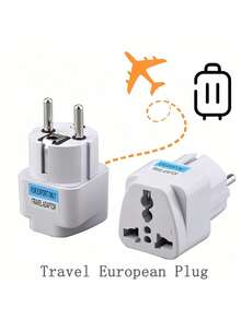 1 Set Travel Power Adapter, Universal Plug Converter From AU/UK To EU, AC 250V EU Type E/F Socket (White)