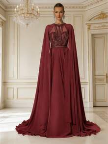 DELLA COUTURE Váy dạ hội dài màu đỏ tía, váy dự tiệc mùa hè cho nữ, hoàn hảo cho đám cưới, tiệc chiêu đãi, thảm đỏ, tiệc tùng, vũ hội và các dịp trang trọng khác, thiết kế thời trang cao cấp giúp bạn tỏa sáng, váy dạ hội cocktail - Màu Đỏ Sâu - Xem 3