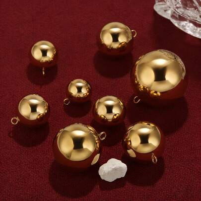 1 Or 4-Piece Stainless Steel 18K Gold-Plated Large Hollow Spherical Round Pendants (14/16/18/20/22/25/30mm), Suitable For DIY Jewelry Making: Necklace, Earring, Bracelet Components