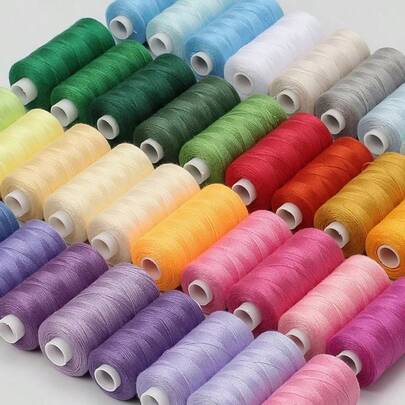 10 Colors/Set Yarn 402 100% Polyester Durabl 400 Yard Each Spool Sewing Thread Roll Machine Hand Embroidery For Home Sewing Kit