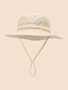 1 chiếc mũ tai bèo dễ thương cho bé - Mũ vành rộng chống nắng với các chữ cái thêu từ A-Z, dây đeo cằm có thể điều chỉnh, thích hợp cho bãi biển và các hoạt động ngoài trời hàng ngày. - Màu be - Chữ vá - Xem 25