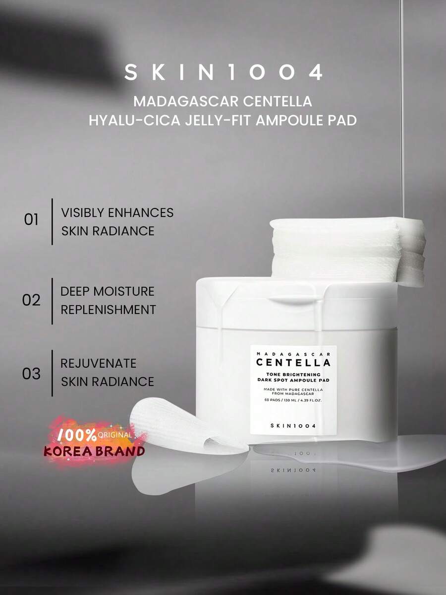SKIN1004 60片装马达加斯加雪莲玻尿酸精华化妆棉，韩国护肤品，蕴含马达加斯加雪莲和玻尿酸