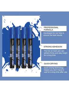 Homonth 4pcs Car Tire Marking Pens - Quick-Dry Oil-Based Paint For Bubble-Free Smooth Coating, DIY Tire Decoration & Graffiti, Durable For All Tire Types,Car Acessesories Women,Car Stuff,Car Acessesories Interior,Quick Ship Items,Free Shipping - Blue - View 7