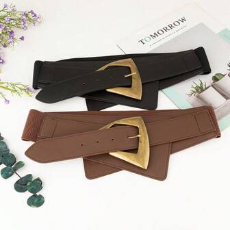 1PC Women's Wide Retro Elastic Belt PU Leather Fashion With Suit Dress Coat Corset Decoration Belt , Suit For Halloween, Costume And Girls Summer